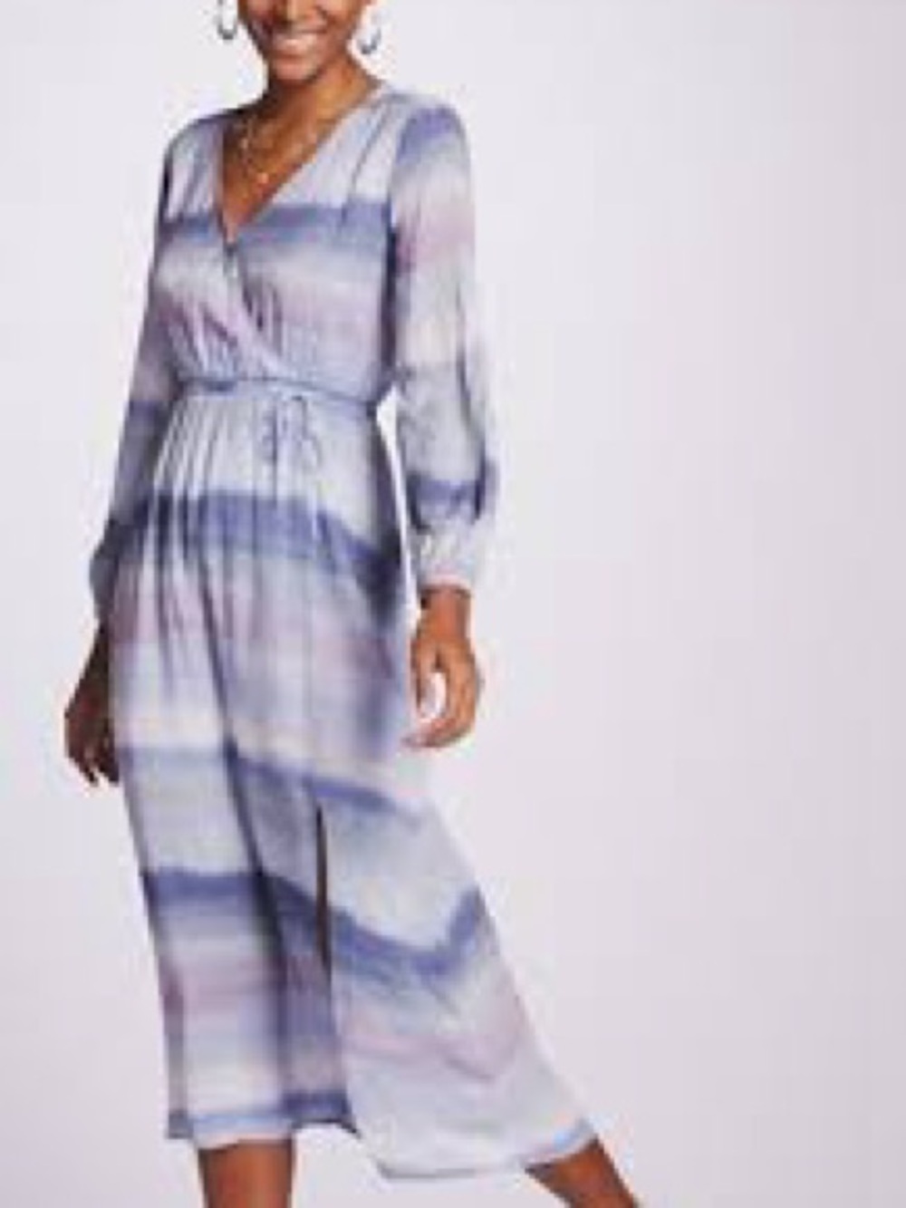 Anthropologie Cloth & Stone Tie-Dye Striped Midi Dress small